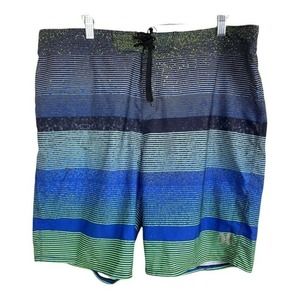 HURLEY®️ Phantom Men's Size 38 Blue Black Green Striped Board Shorts